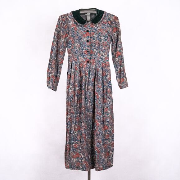 Laura Ashley Dresses & Skirts - Vintage Laura Ashley Dress Floral Viyella Fabric US Size 8 Velvet Collar Cottage